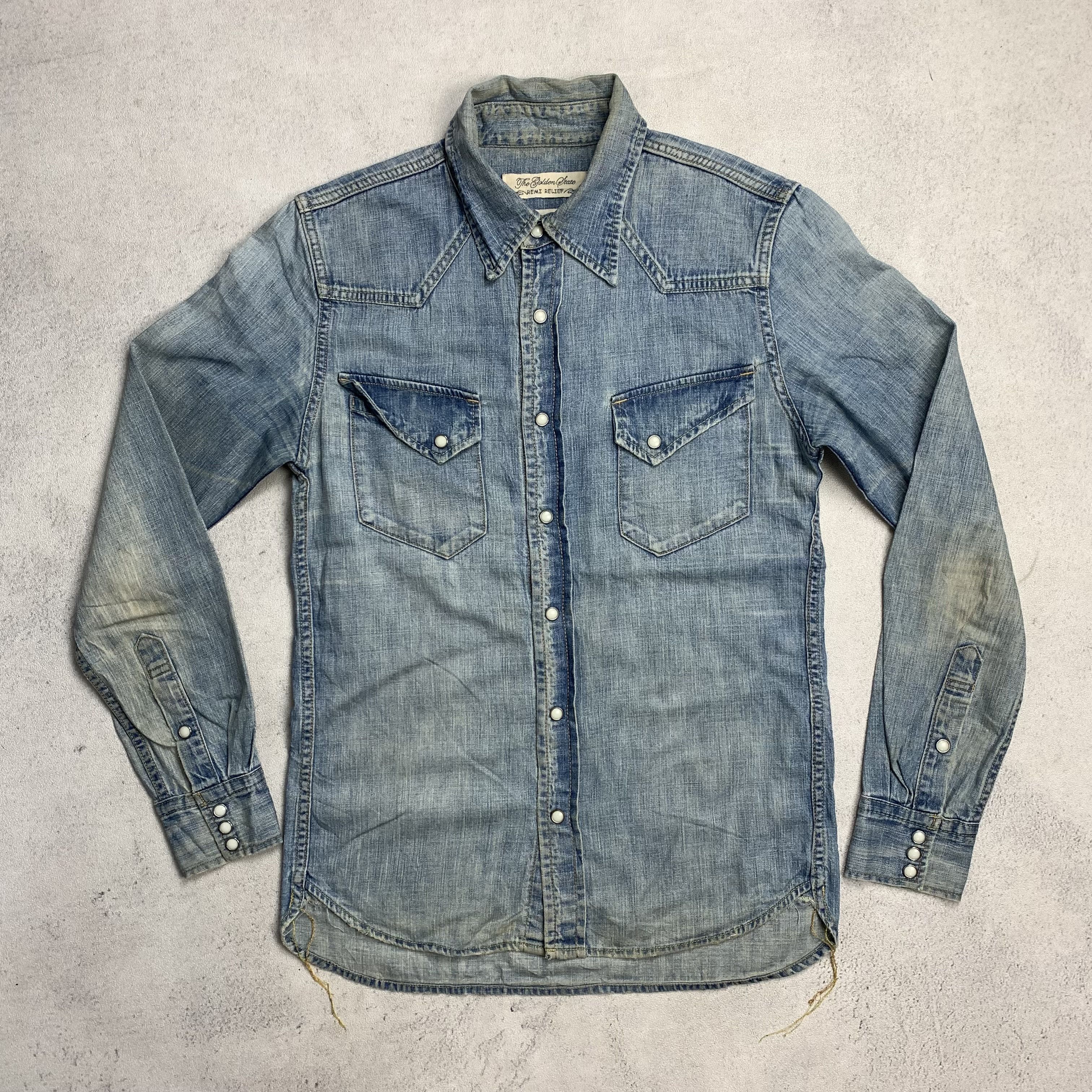 Remi Relief Remi Relief Western Shirt Washed Denim Size US S / EU 44-46 / 1 - 1 Thumbnail