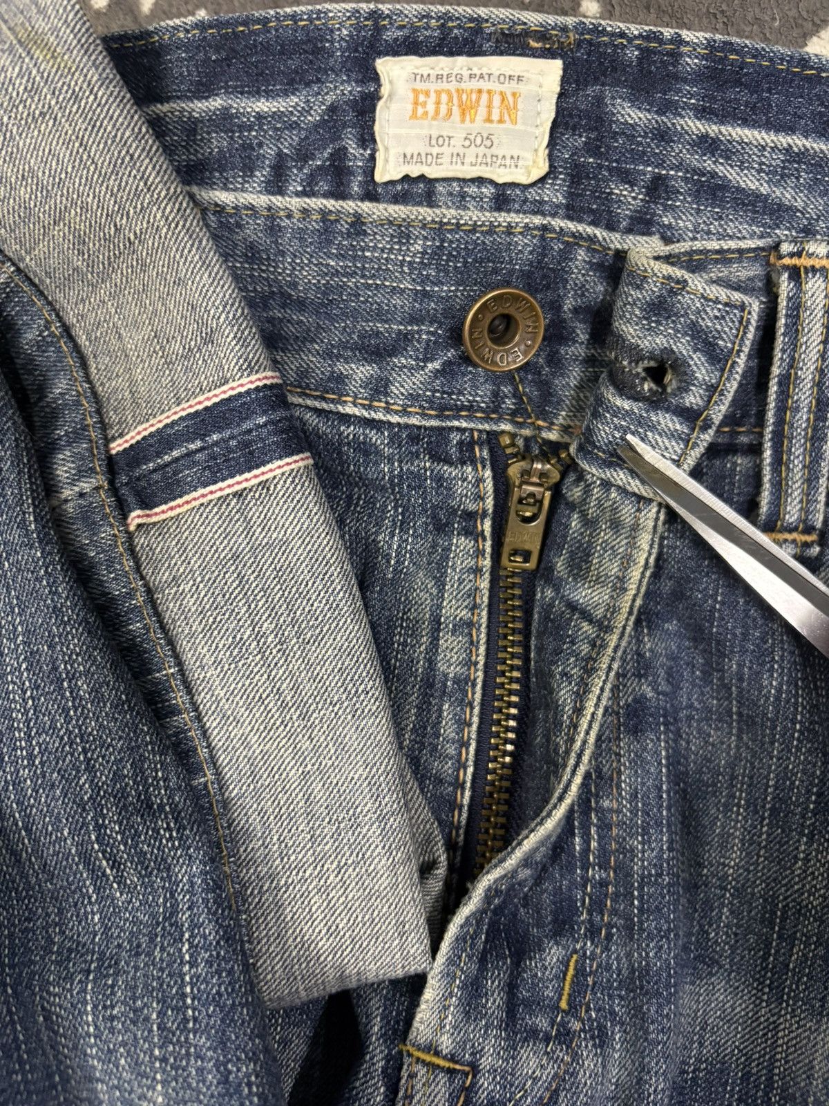 Edwin Vintage Edwin 505ZX Selvedge Blue Wash Distressed Jeans Size US 34 / EU 50 - 5 Thumbnail