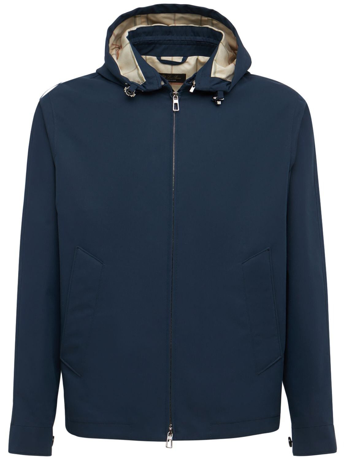 image of Loro Piana O1W1Db11223 Bomber Hood Jacket In Blue, Men's (Size Medium)