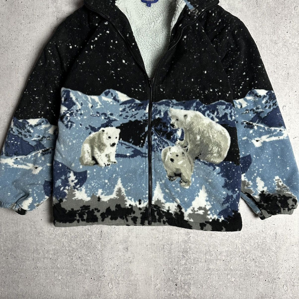 Vintage Polar Bear Zip All Over Print Fleece Jacket Size US L / EU 52-54 / 3 - 3 Thumbnail