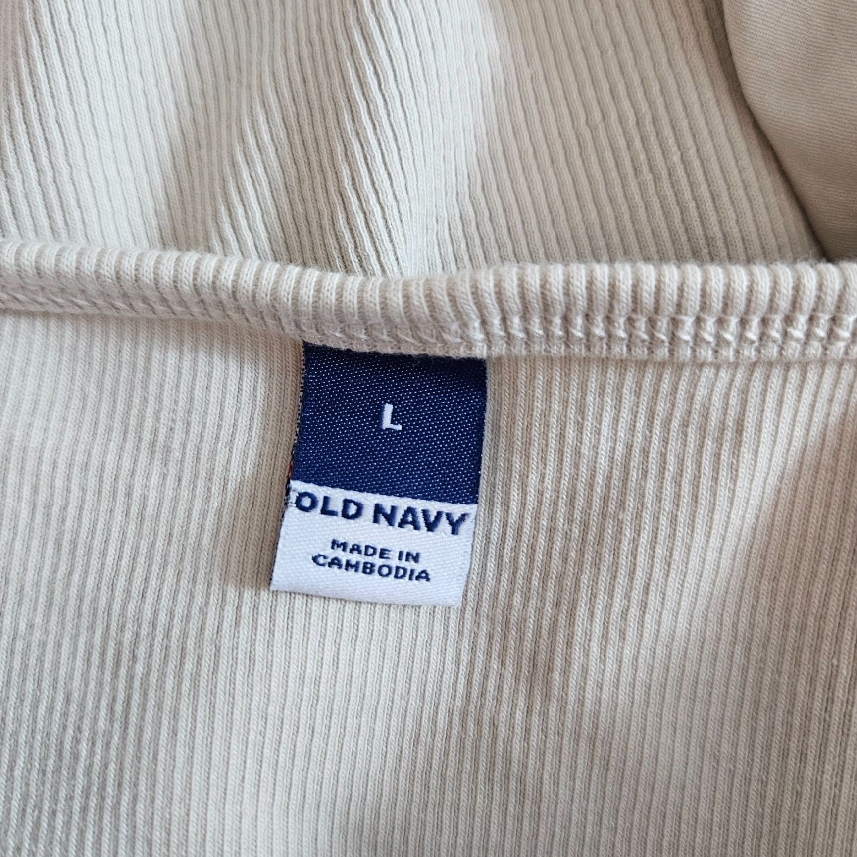 Old Navy Old Navy Womens Long Sleeve Top Sz Large Beige Ribbed Cotton Blend Scoop Neck Size L / US 10 / IT 46 - 6 Thumbnail