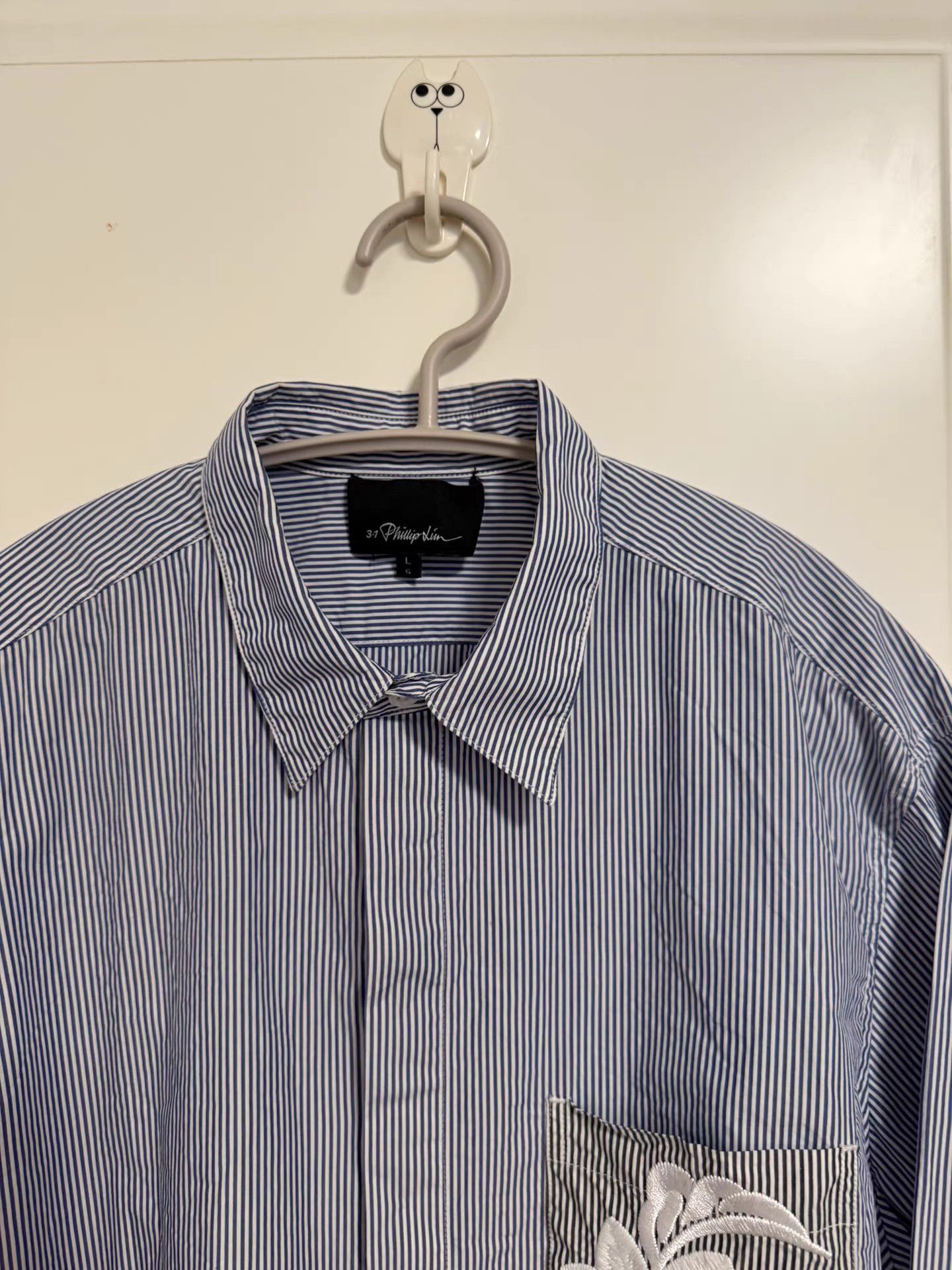 3.1 Phillip Lim 3.1 Phillip Lim Men's Embroidered Striped Casual Shirt K9 Size US L / EU 52-54 / 3 - 4 Thumbnail
