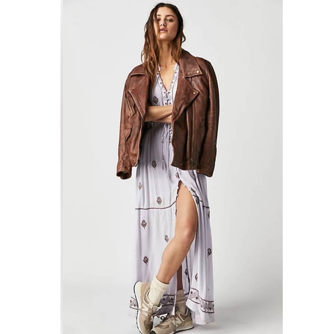 Free People New Free People Riley Embroidered Midi Dress $188 SMALL Size S / US 4 / IT 40 - 2 Thumbnail