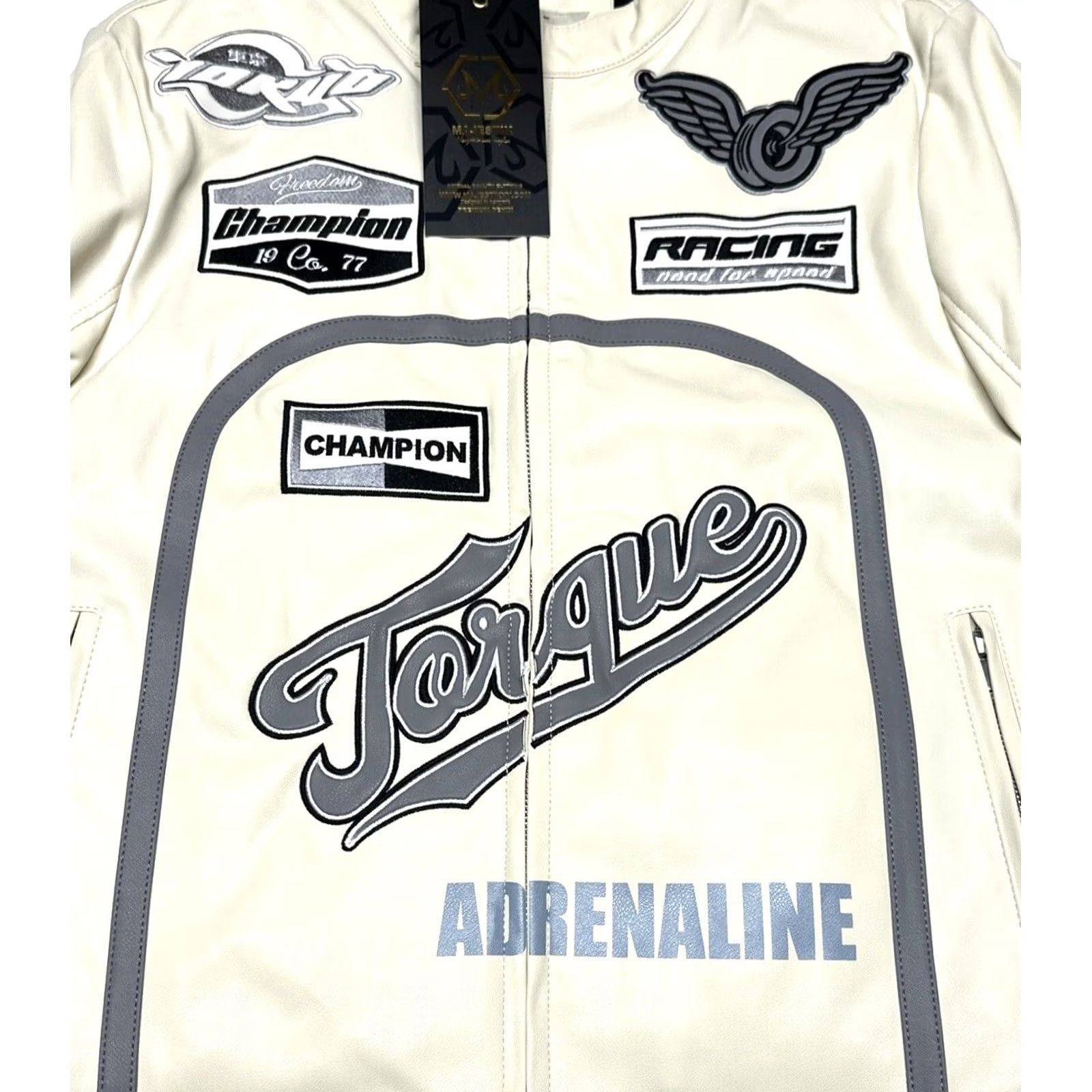Vintage Majestik Moto Jacket Speedster Theme Vanilla Cream Logos Mens Size Medium Shirt Jacket Mens Cream Logos Moto Jacket Size US M / EU 48-50 / 2 - 2 Thumbnail