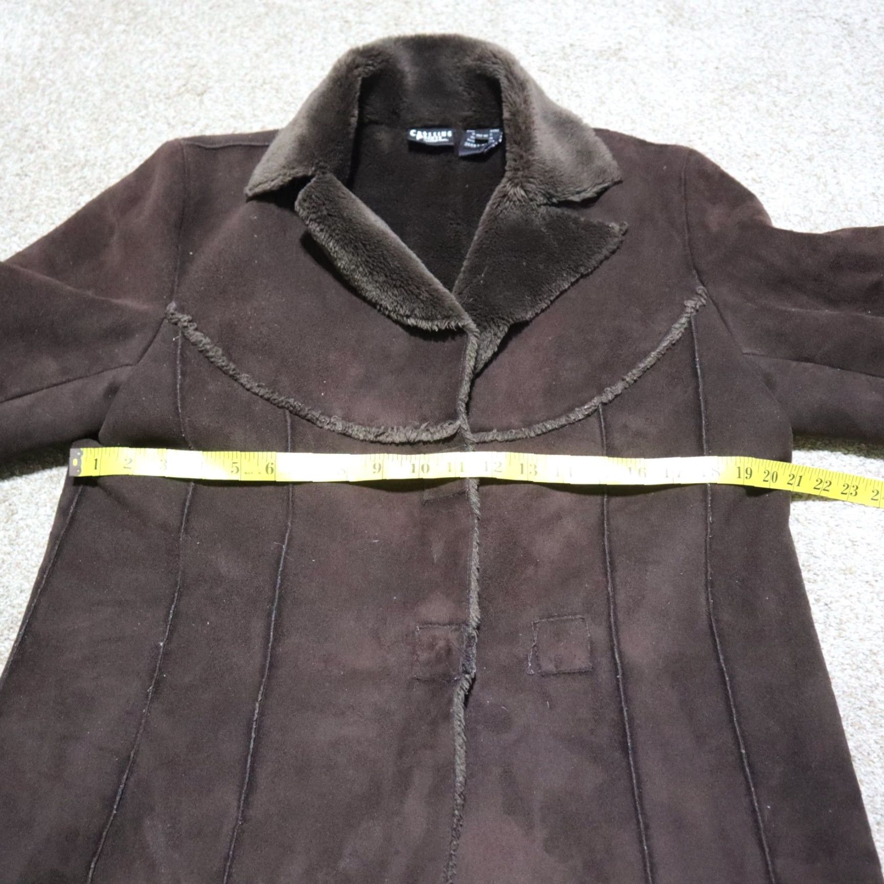 Vintage Crossing Pointe Jacket - Brown Suede-Look Button Front Collar Coat Women M Adult Medium Brown 90s Style Mens Womens Size M / US 6-8 / IT 42-44 - 6 Thumbnail