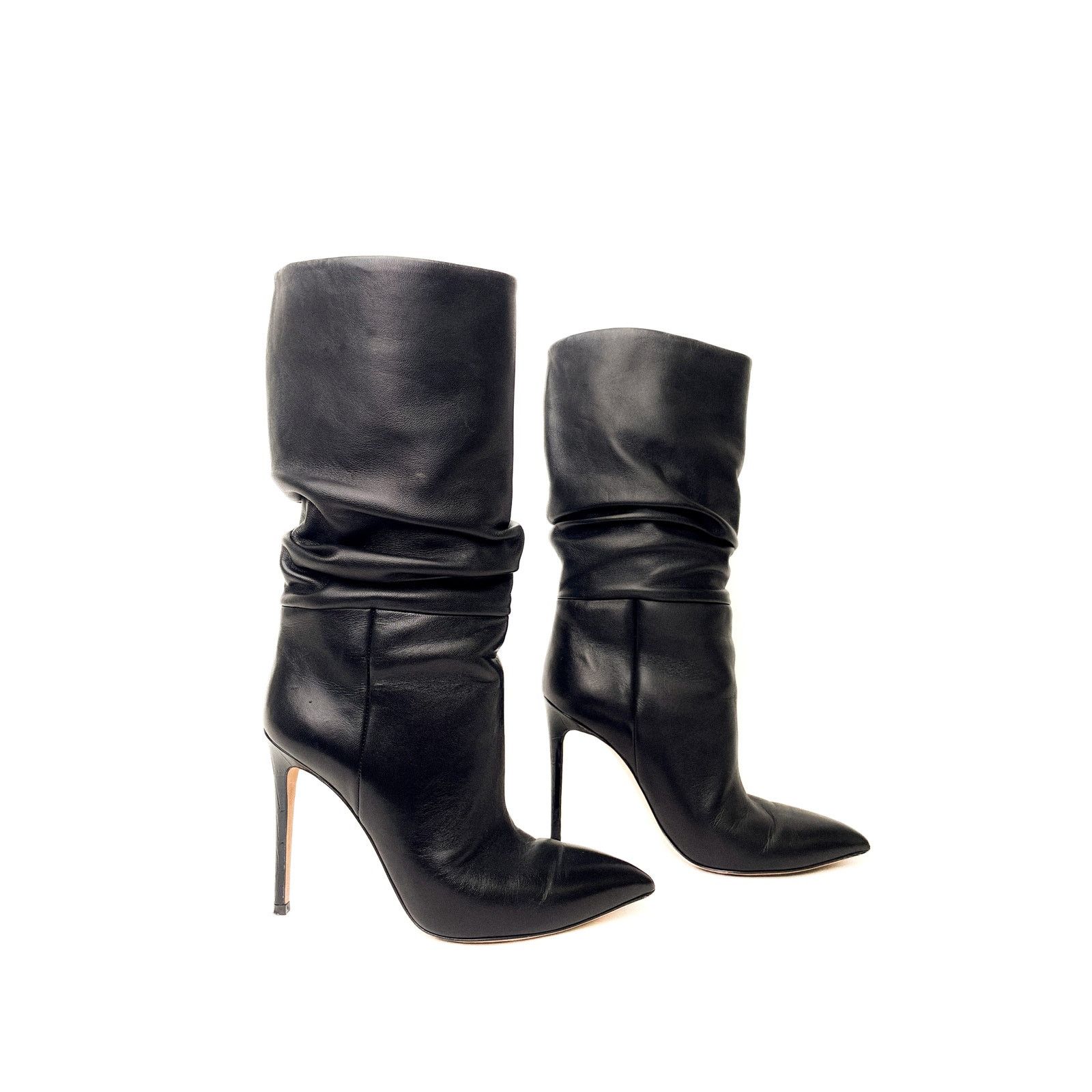 Paris Texas Black Leather Slouchy High Heel Boots Size US 8.5 / IT 38.5 - 3 Thumbnail