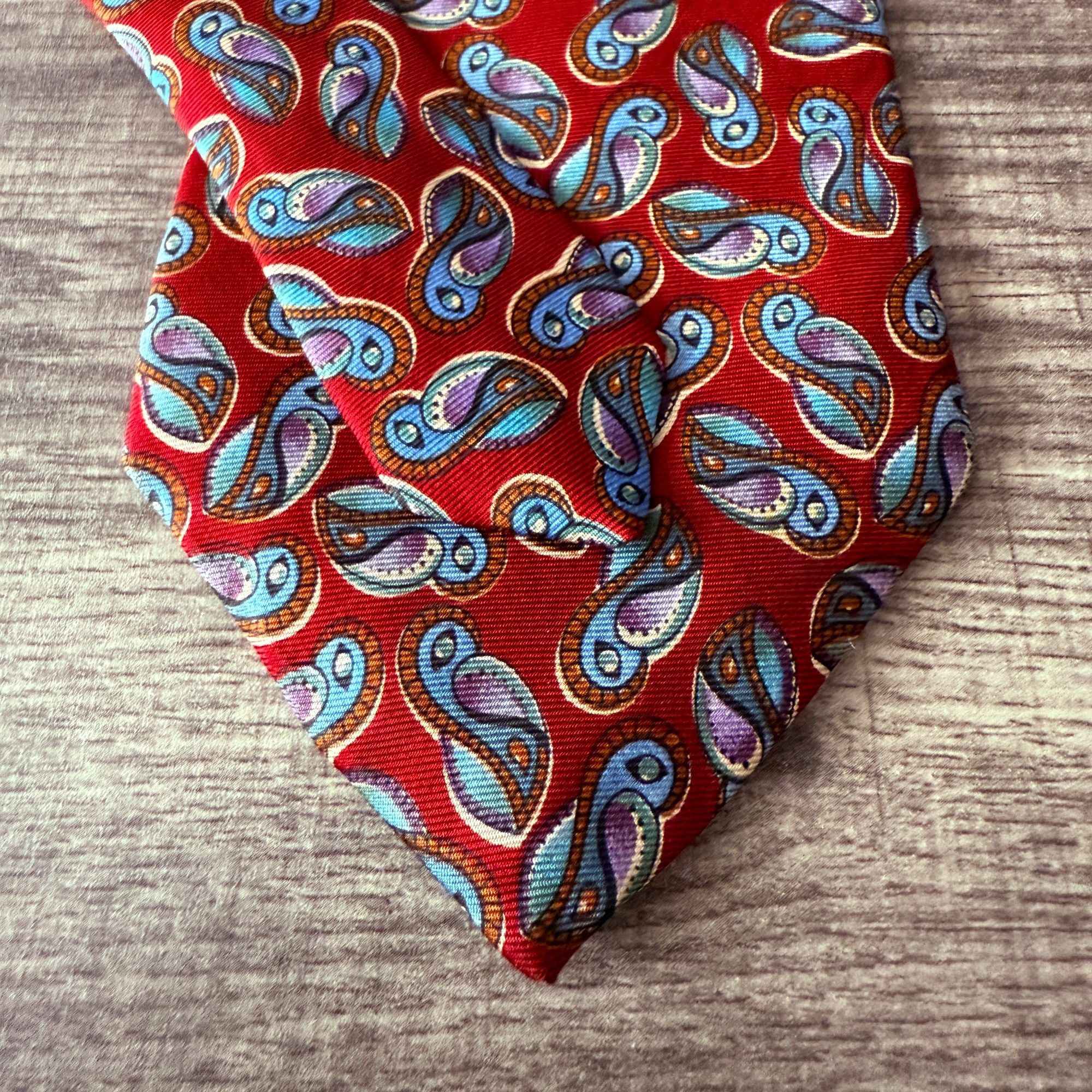 Christian Dior Monsieur Vintage Christian Dior Monsieur Red Paisley All Silk Tie Mad Size ONE SIZE - 4 Thumbnail