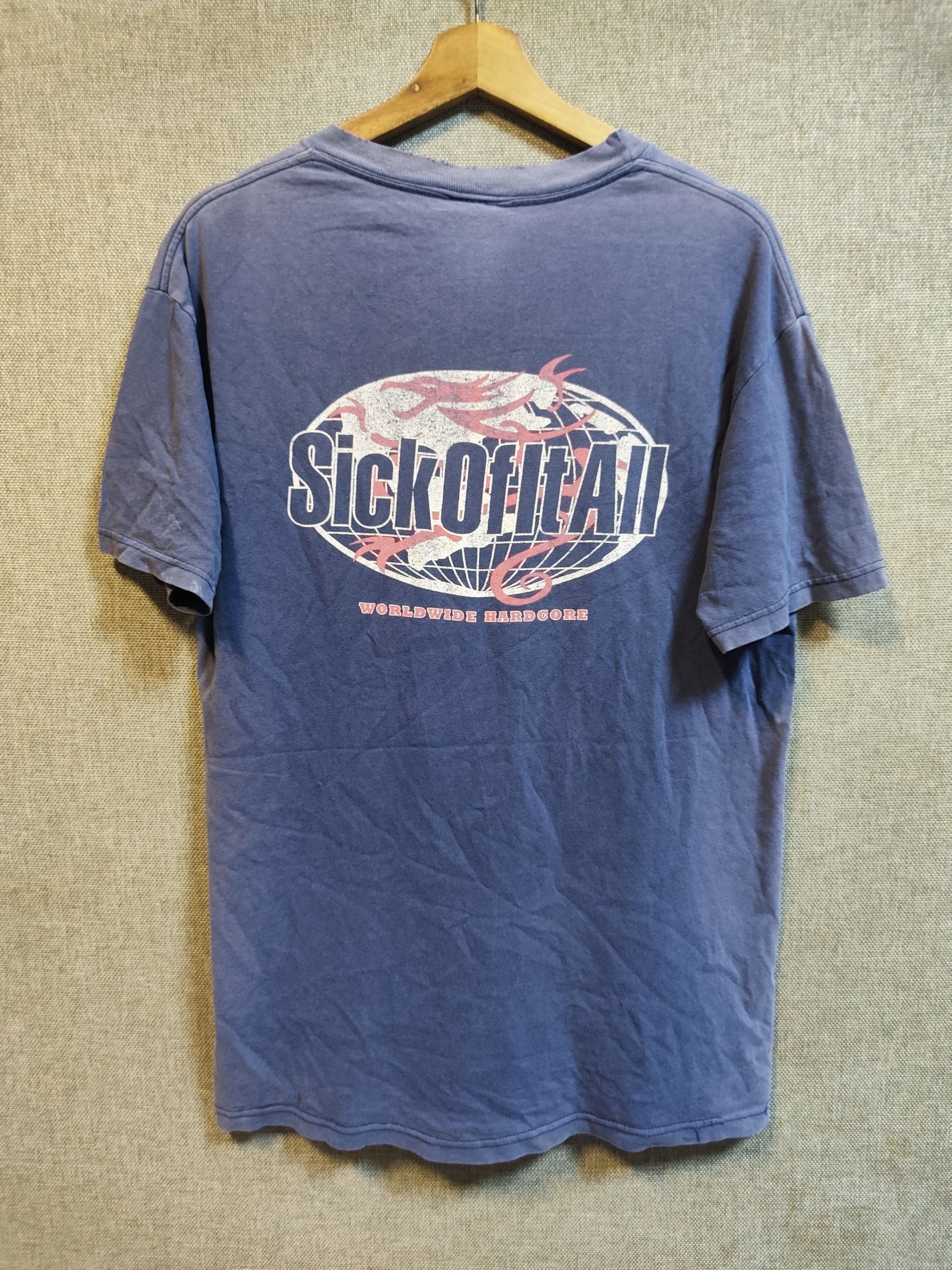Band Tees Vintage 90s Sick Of It All Worldwide Hardcore Distressed Tee Size US M / EU 48-50 / 2 - 2 Thumbnail