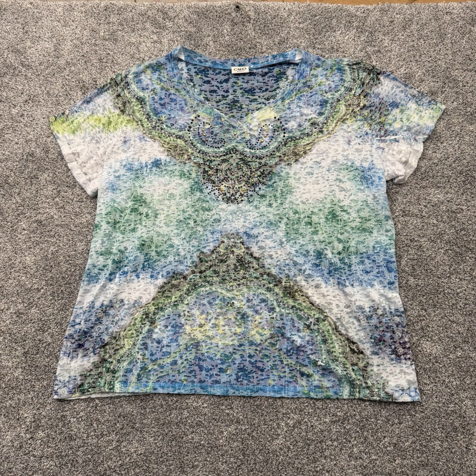 Other Cato Top Women 18 Plus Boho Rhinestones Embellished Ethereal Size XXL / US 16-18 / IT 52-54 - 1 Thumbnail