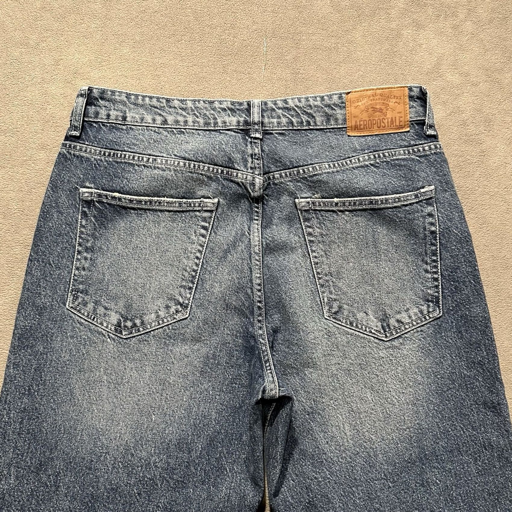 Vintage Aero Jeans Mens 34x32 Blue Denim Relaxed Straight Stretch Casual Stonewash Jeans Size US 34 / EU 50 - 4 Thumbnail