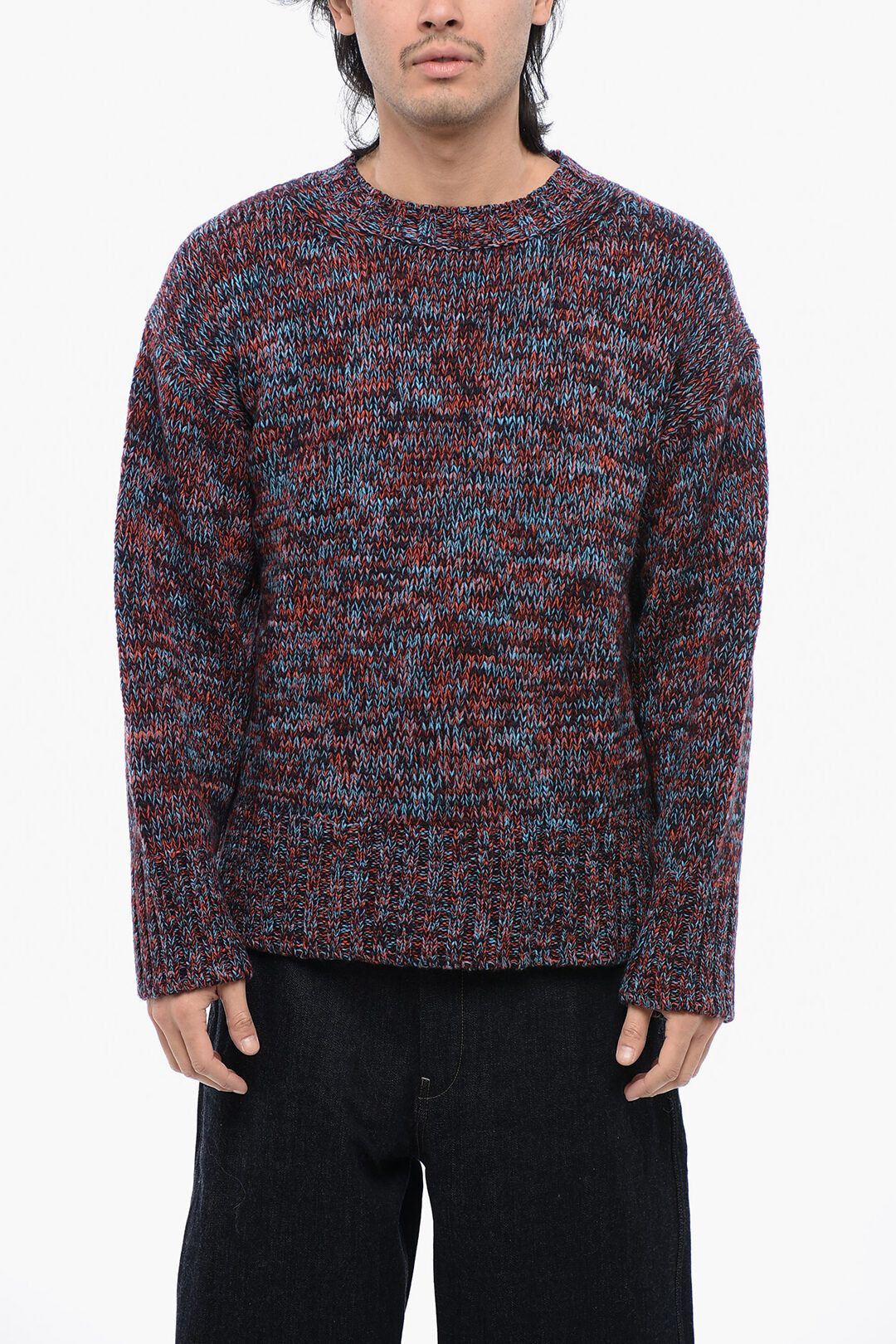 Jil Sander og1mm0625 Crewneck Wool Sweater in Multicolor Size US M / EU 48-50 / 2 - 1 Thumbnail