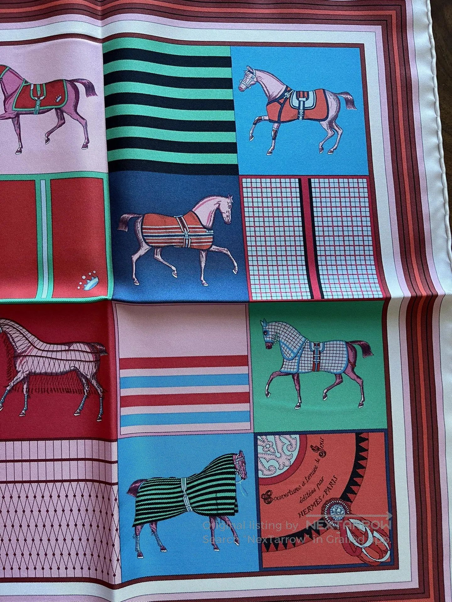 Hermes Hermès Silk Scarf Eight Horses 45x45. Size ONE SIZE - 3 Thumbnail