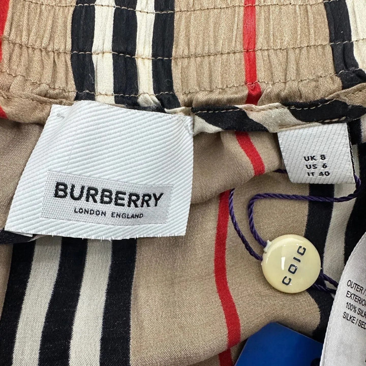 Burberry Burberry Striped Silk Casual Shorts. Size 35" - 4 Thumbnail
