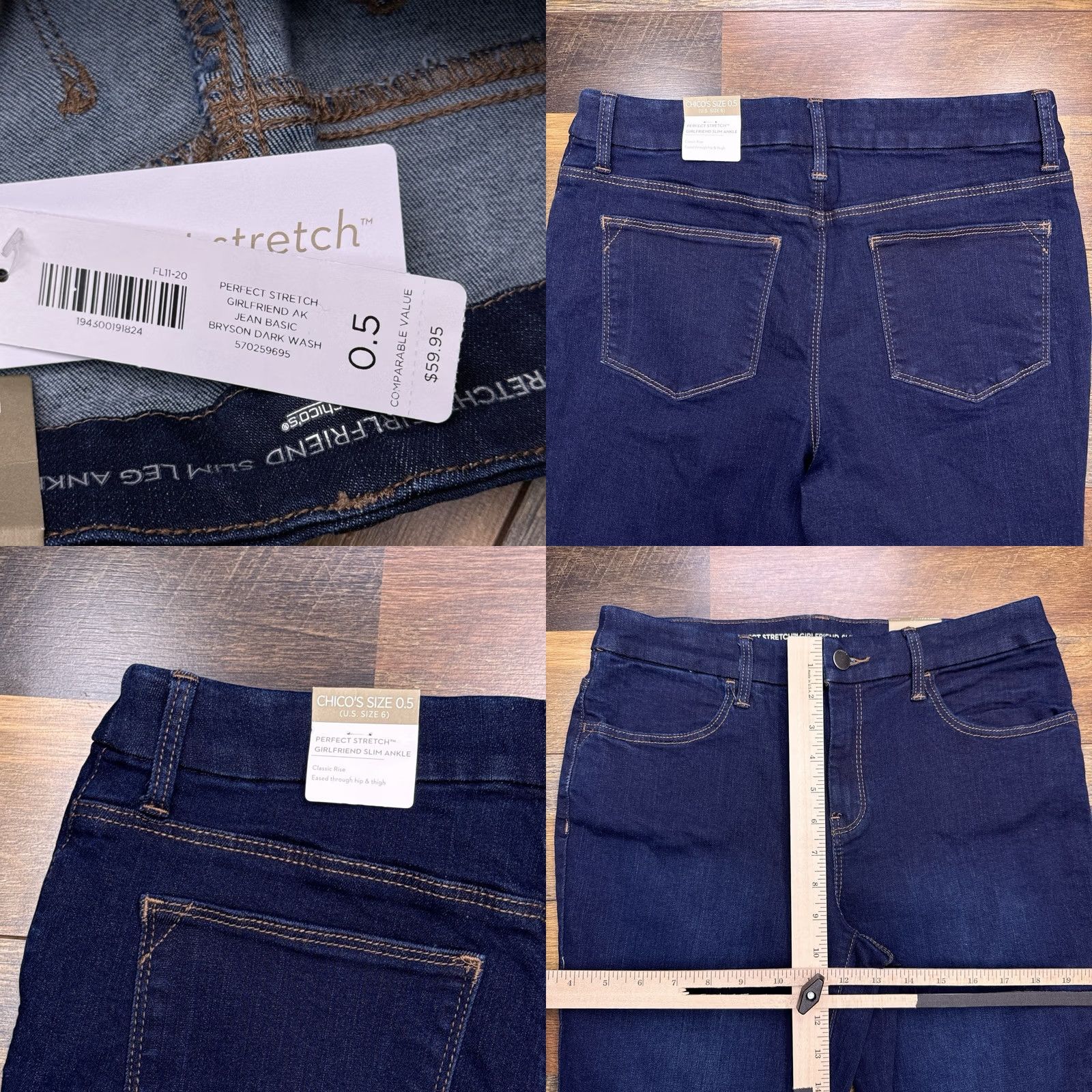 Vintage Chicos Jeans Ankle Slim Leg 0.5 Blue Denim Stretch 5-Pocket City Womens Boys? Size 25" / US 0 / IT 36 - 8 Thumbnail