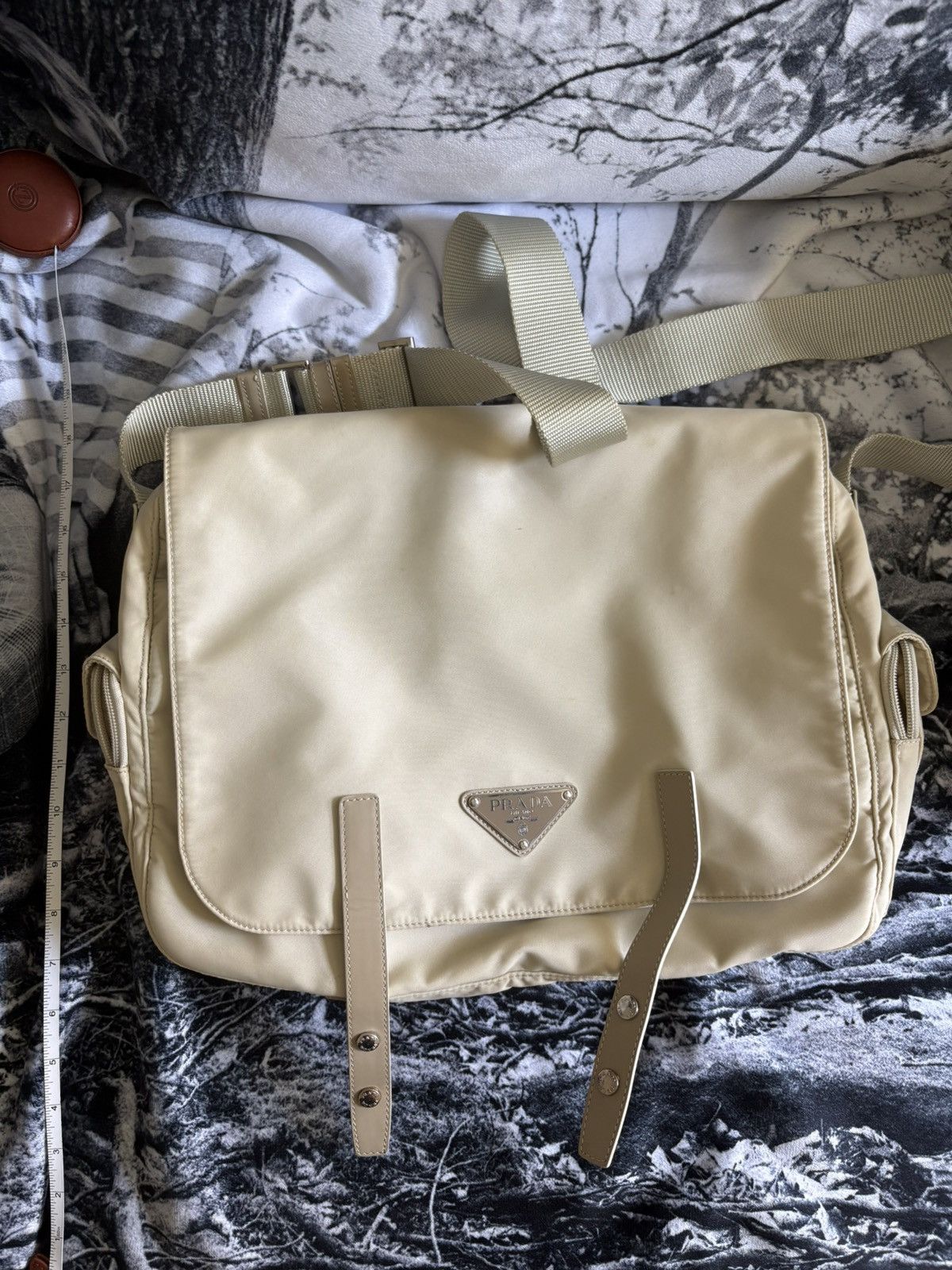 Prada Beige Medium Crossbody Messenger Bag