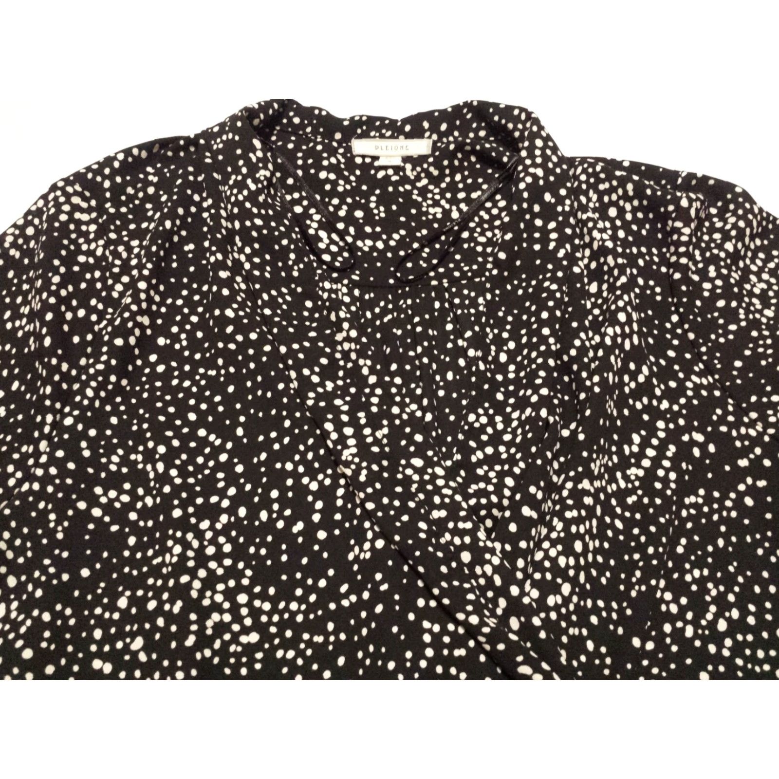 Vintage Pleione Black Geometric V-Neck Faux Wrap Long Sleeve Shirt Womens M Size M / US 6-8 / IT 42-44 - 3 Thumbnail
