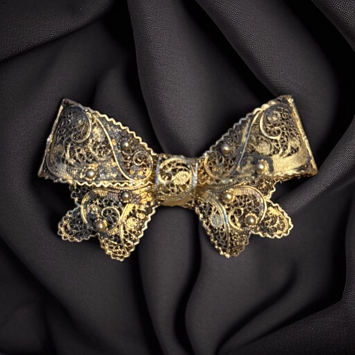 Vintage Vintage gold vermeil filigree bow brooch Size ONE SIZE - 1 Thumbnail