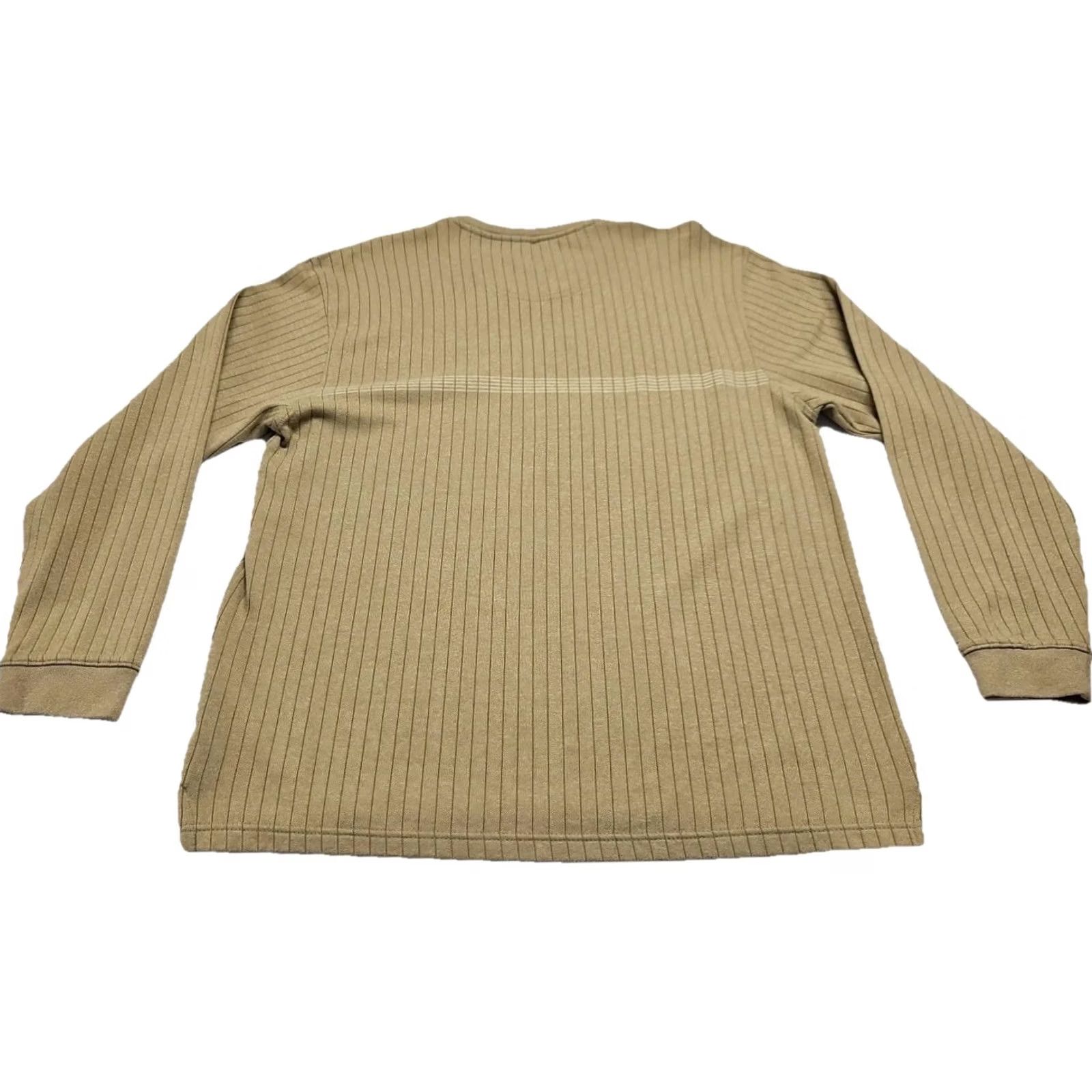 Van Heusen Van Heusen Mens Sweater Knit Ribbed Long Sleeve Beige Tan Cotton Blend L Pullover Crew Neck Shirt Size US L / EU 52-54 / 3 - 6 Thumbnail