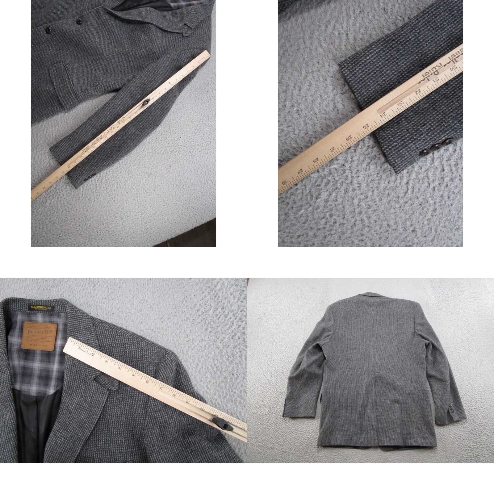 Pendleton Pendleton Herringbone Blazer Jacket USA Made 44L 2-Button Career Gray Wool Notch Lapel Mens Blazer Vintage Size 44R - 8 Thumbnail
