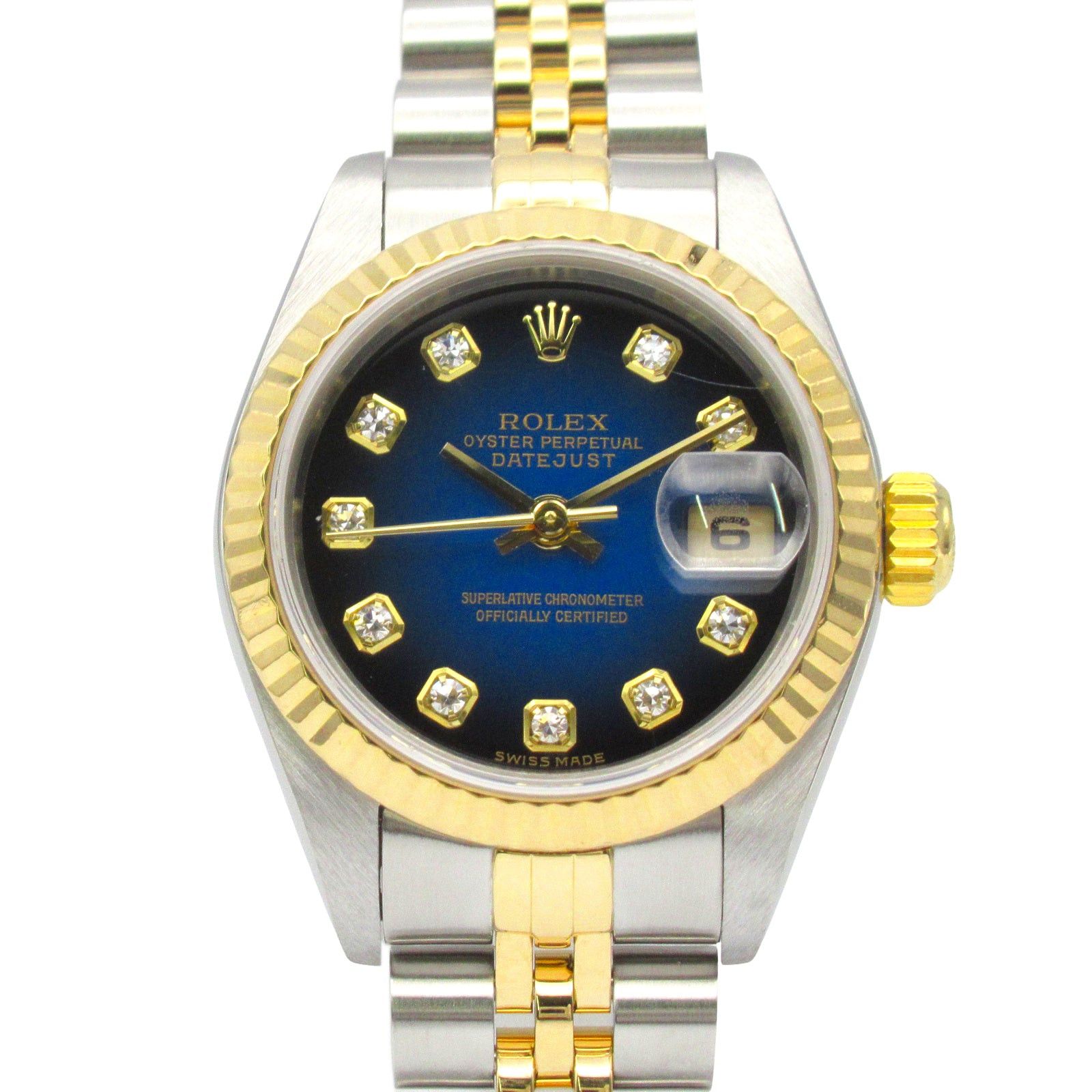 Rolex Datejust 10P Diamond Y Number Women Watch Automatic Winding Stainless Steel Blue Bg/np