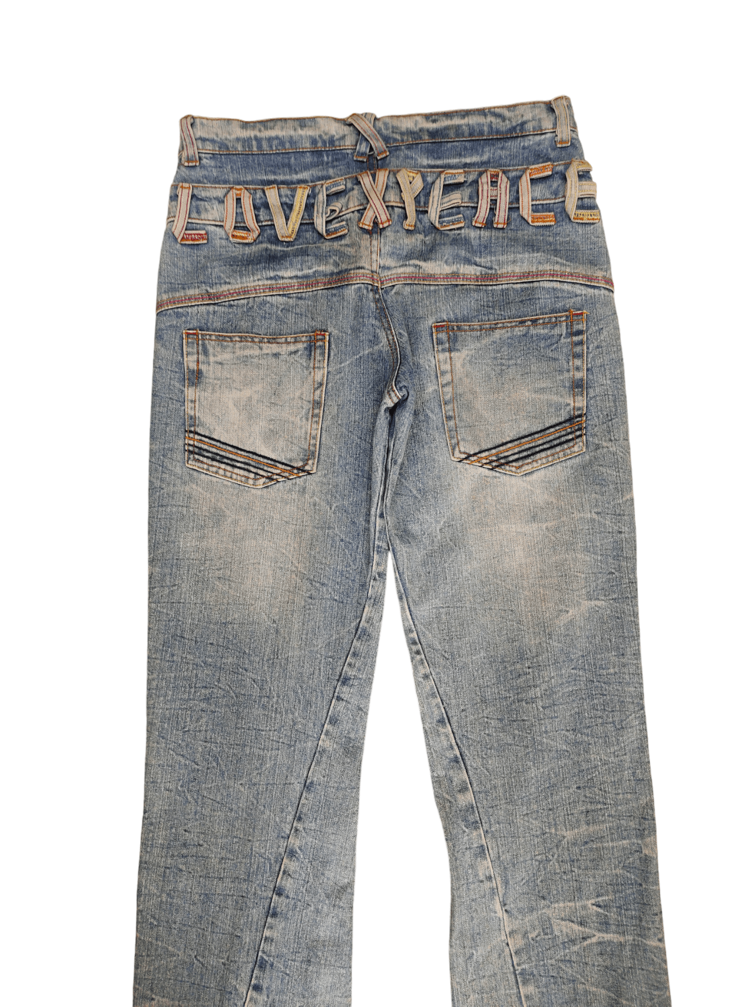 Japanese Brand Vintage 90s Japan Love & Peace Double Waist Clawmark Jeans Size US 31 - 2 Thumbnail