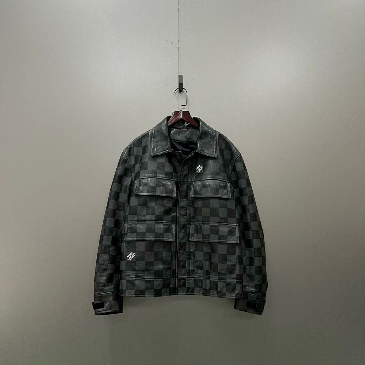 louis vuitton checkered leather jacket