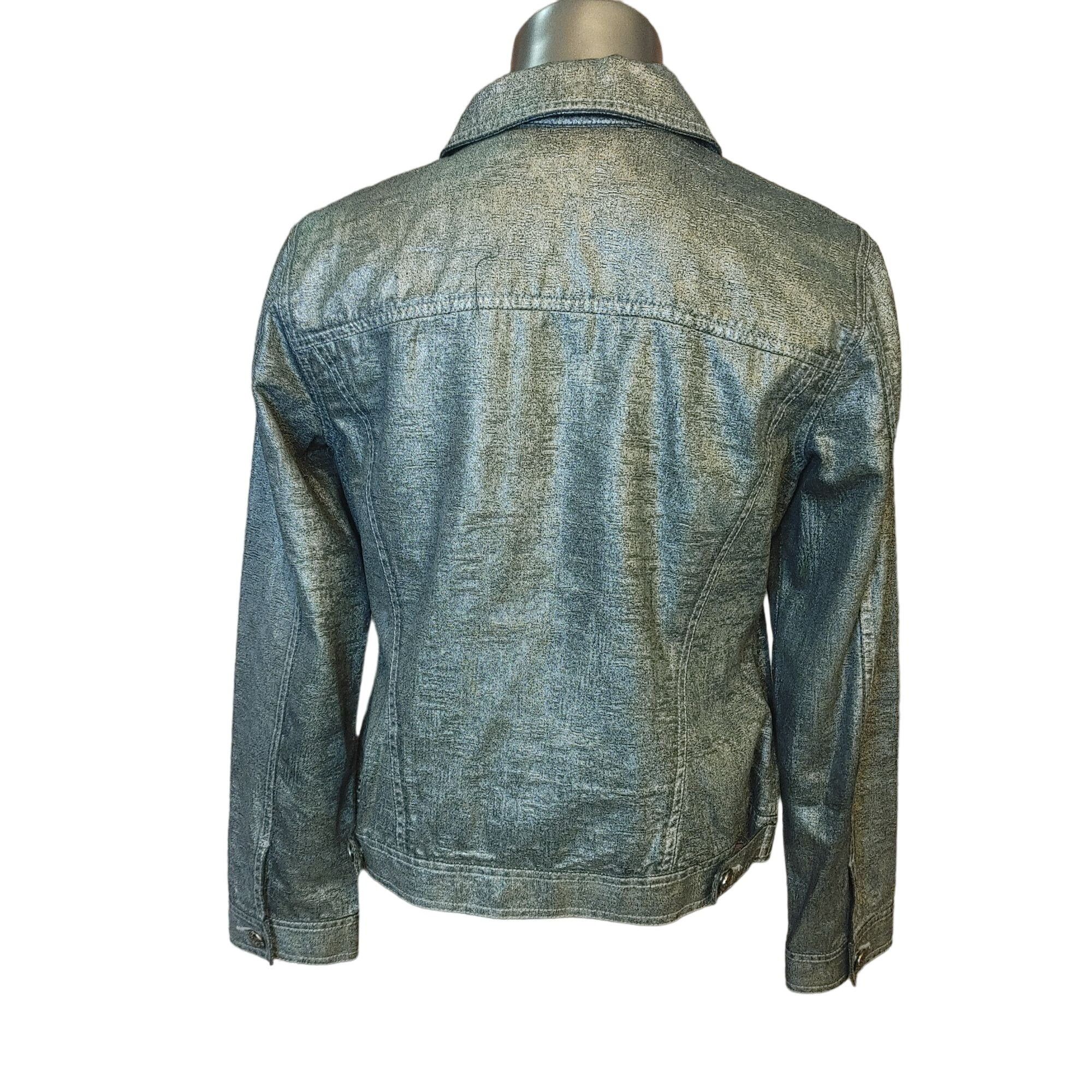 Chicos CHICOS Womens 1/M Black Gold Denim Decorative Button Front P Size M / US 6-8 / IT 42-44 - 2 Thumbnail