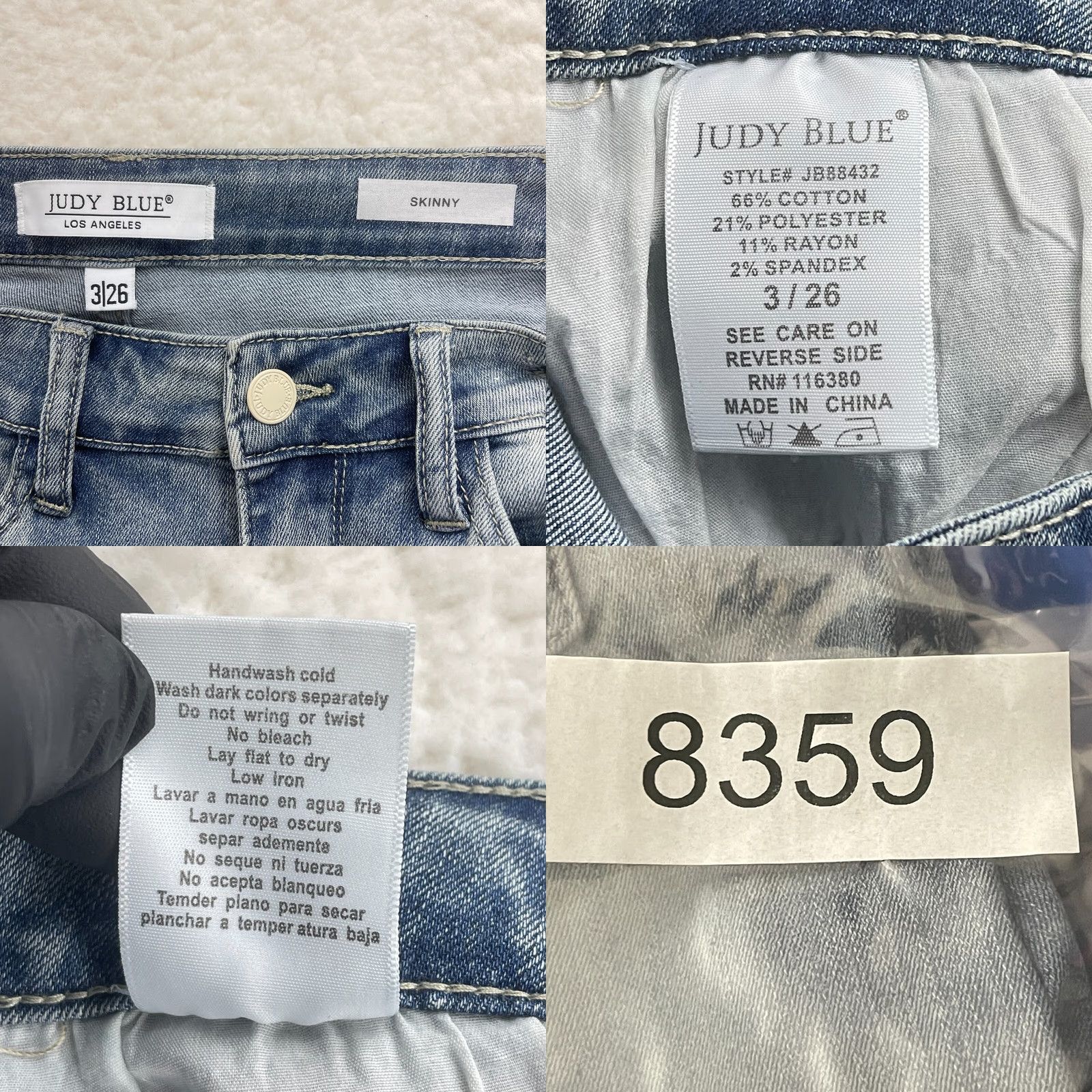 Denime Judy Blue Jeans Skinny Womens Size 26 Denim Mid-Rise Distressed Blue 5-Pocket Inseam 27"} Size 26" / US 2 / IT 38 - 10 Thumbnail