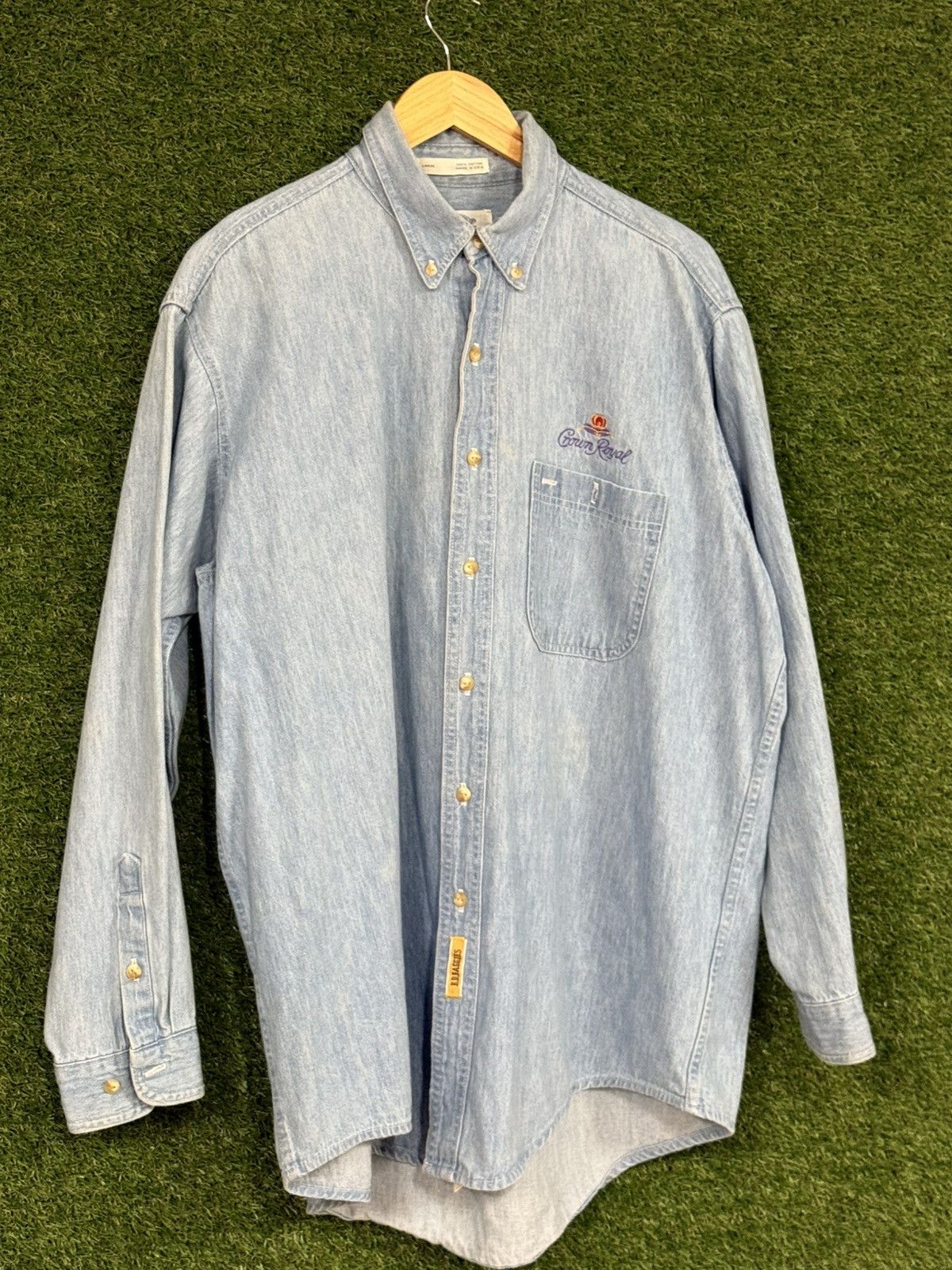 Vintage RARE Crown Royal Made in USA Denim Jean Whisky Shirt Liquor Size US L / EU 52-54 / 3 - 3 Thumbnail