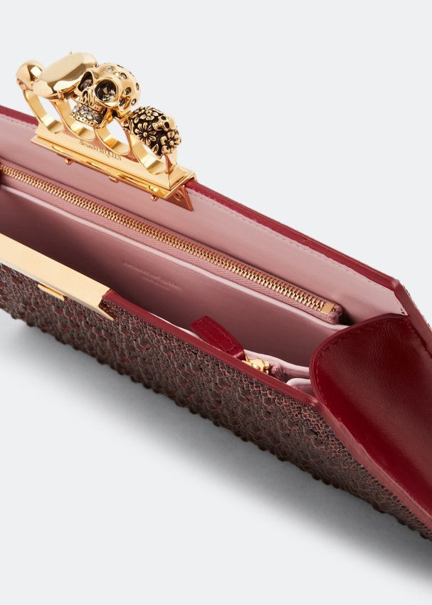 Alexander McQueen o1loc1c0225 Size: OS/Jewelled Flat Pouch in Burgundy Size ONE SIZE - 4 Thumbnail