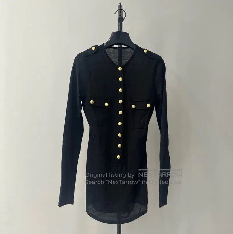 Balmain Balmain Black Cotton Long Sleeve Top for Women . Size M / US 6-8 / IT 42-44 - 1 Thumbnail