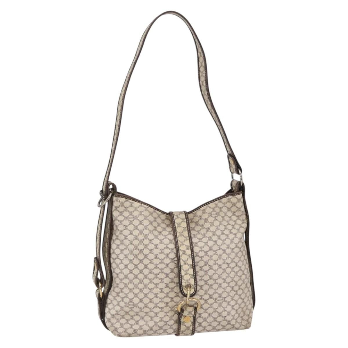 Celine CELINE Macadam Canvas Shoulder Bag Pvc Leather White Gold Size ONE SIZE - 1 Thumbnail