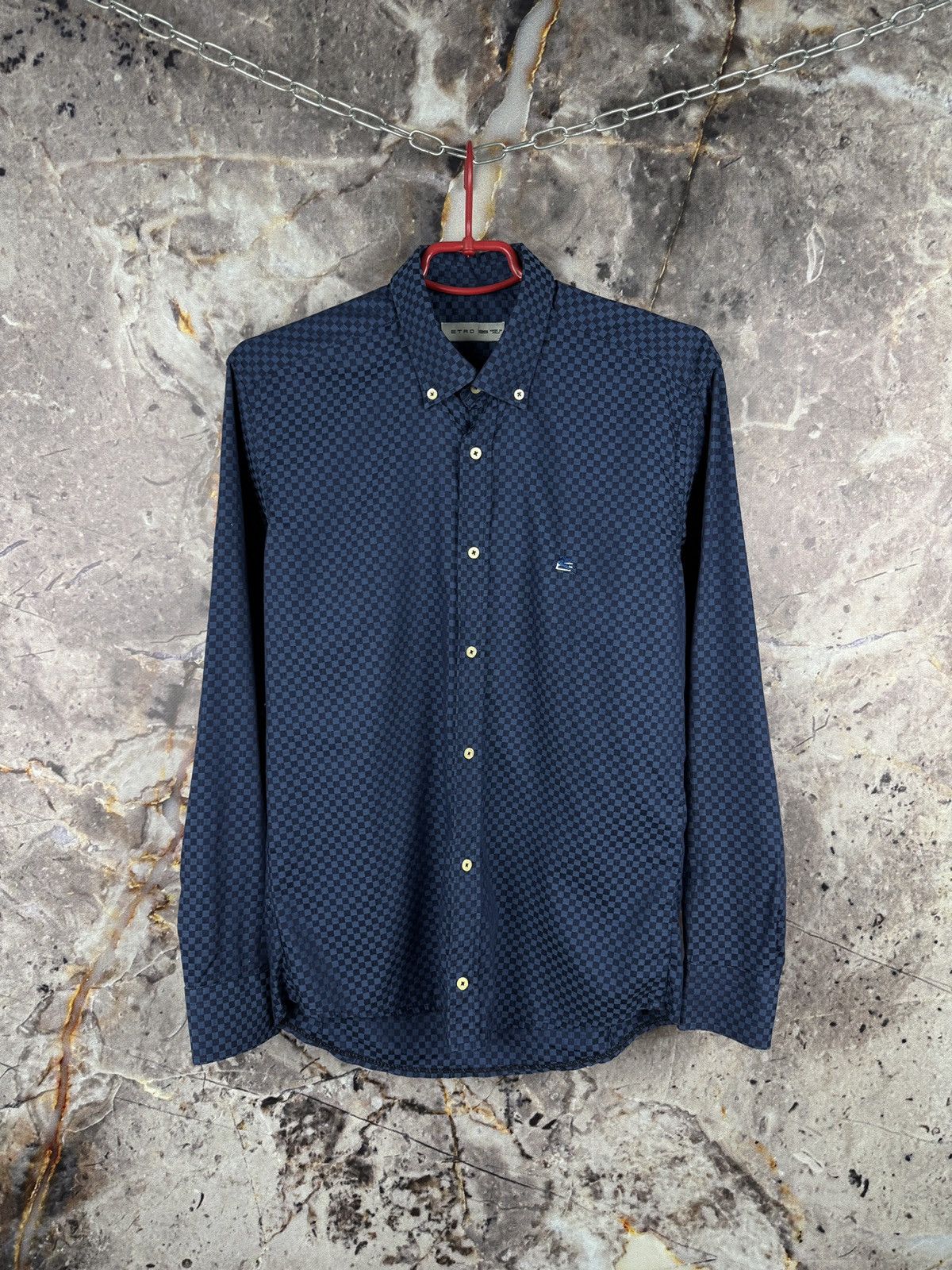 Etro Etro Men’s Button-Up Shirt Blue Checkered Pattern Long Sleev Size US M / EU 48-50 / 2 - 1 Thumbnail
