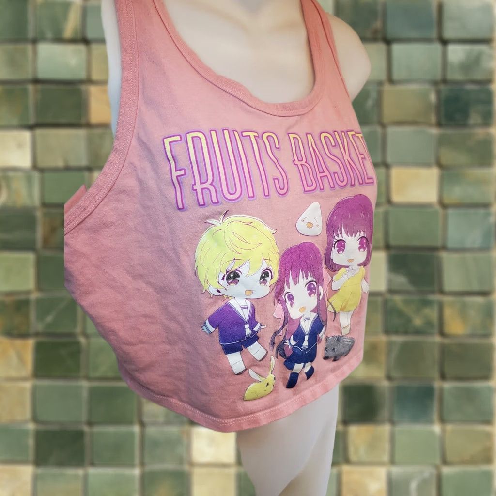 Hot Topic VINTAGE Hot Topic Womens Tank Top Cropped Anime Pink Medium Shirt Womens M Tank Cropped Anime Graphic Print Casual Summer Spring Kum Size M / US 6-8 / IT 42-44 - 1 Thumbnail
