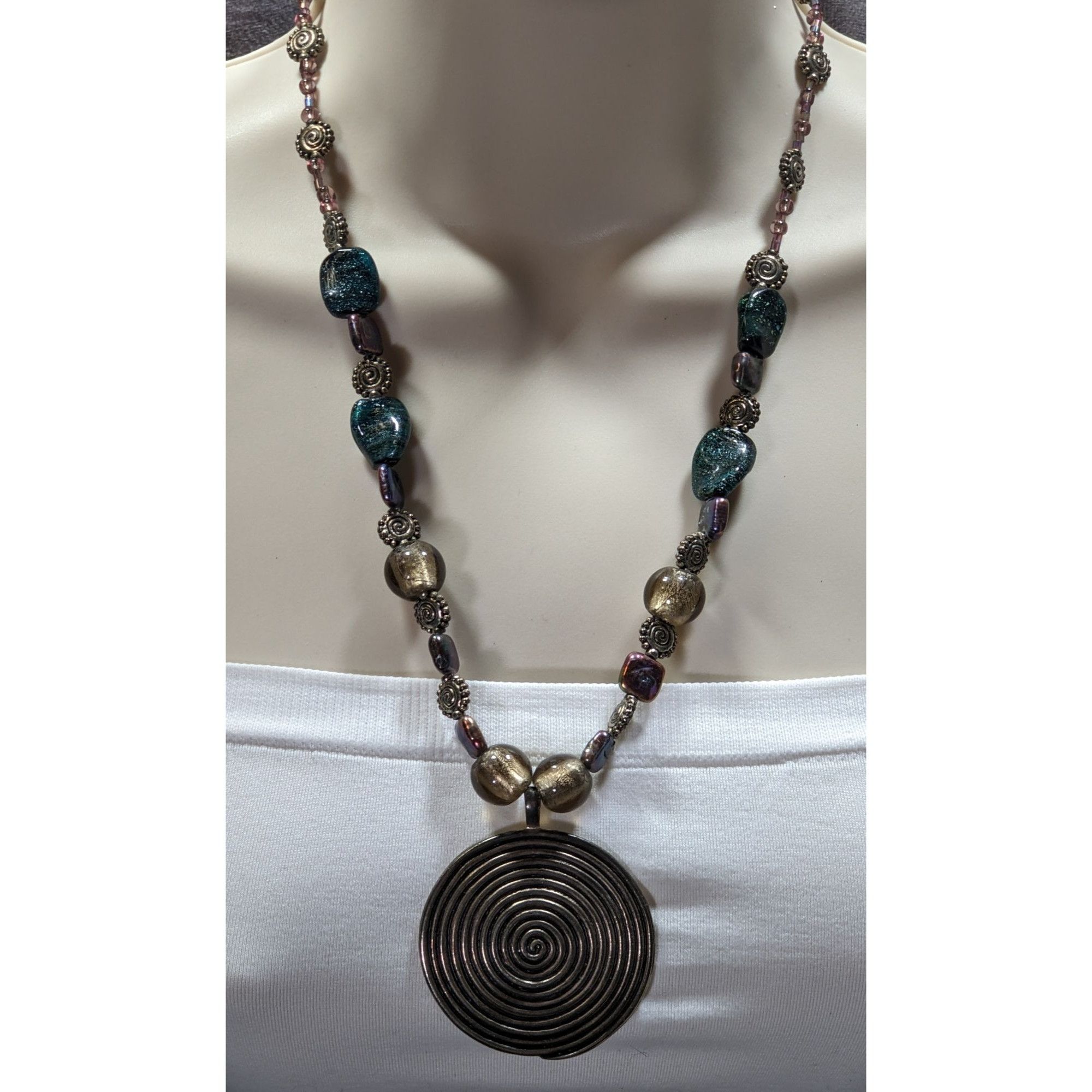 Other Vintage Brutalist Pendant Necklace With Metal Glass And Pear Size ONE SIZE - 6 Thumbnail