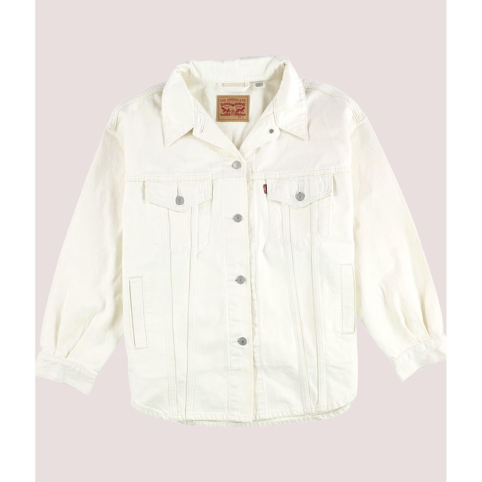 Levi's VINTAGE Levi's Womens Trucker Shacket Jean Jacket ivory M Size 32" / US 10 / IT 46 - 1 Thumbnail