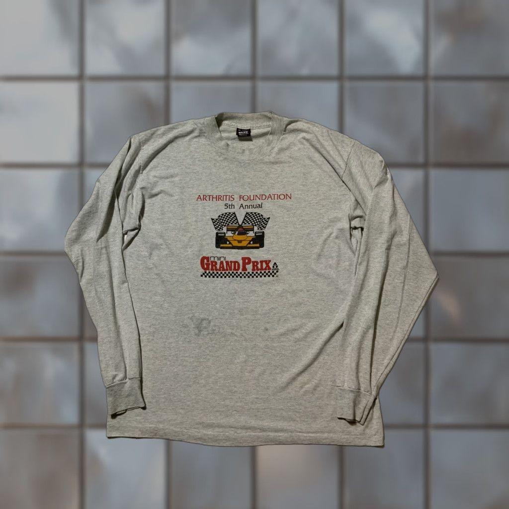 Fruit Of The Loom VINTAGE Arthritis Foundation Mini Grand Prix Racing L/S 50/50 Single Stitch T-Shirt XL Gray Mens Size US XL / EU 56 / 4 - 1 Thumbnail