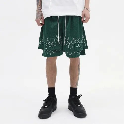 Rare Fire Flame Green Shorts | Grailed