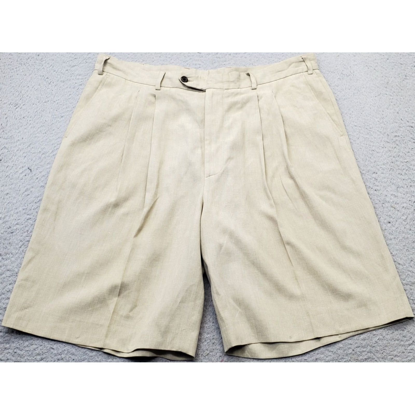 Vintage Bobby Jones Chino Shorts Mens 38 Brown Lyocell Casual Relaxed Pleated Front Size US 38 / EU 54 - 2 Thumbnail