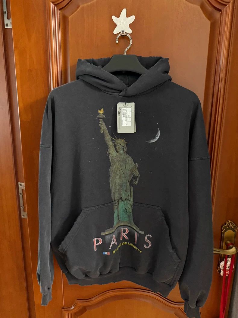 トップス BALENCIAGA Liberty Distressed Hopdie L WMNS) Balenciaga Paris Liberty Hoodie Oversized 'Black