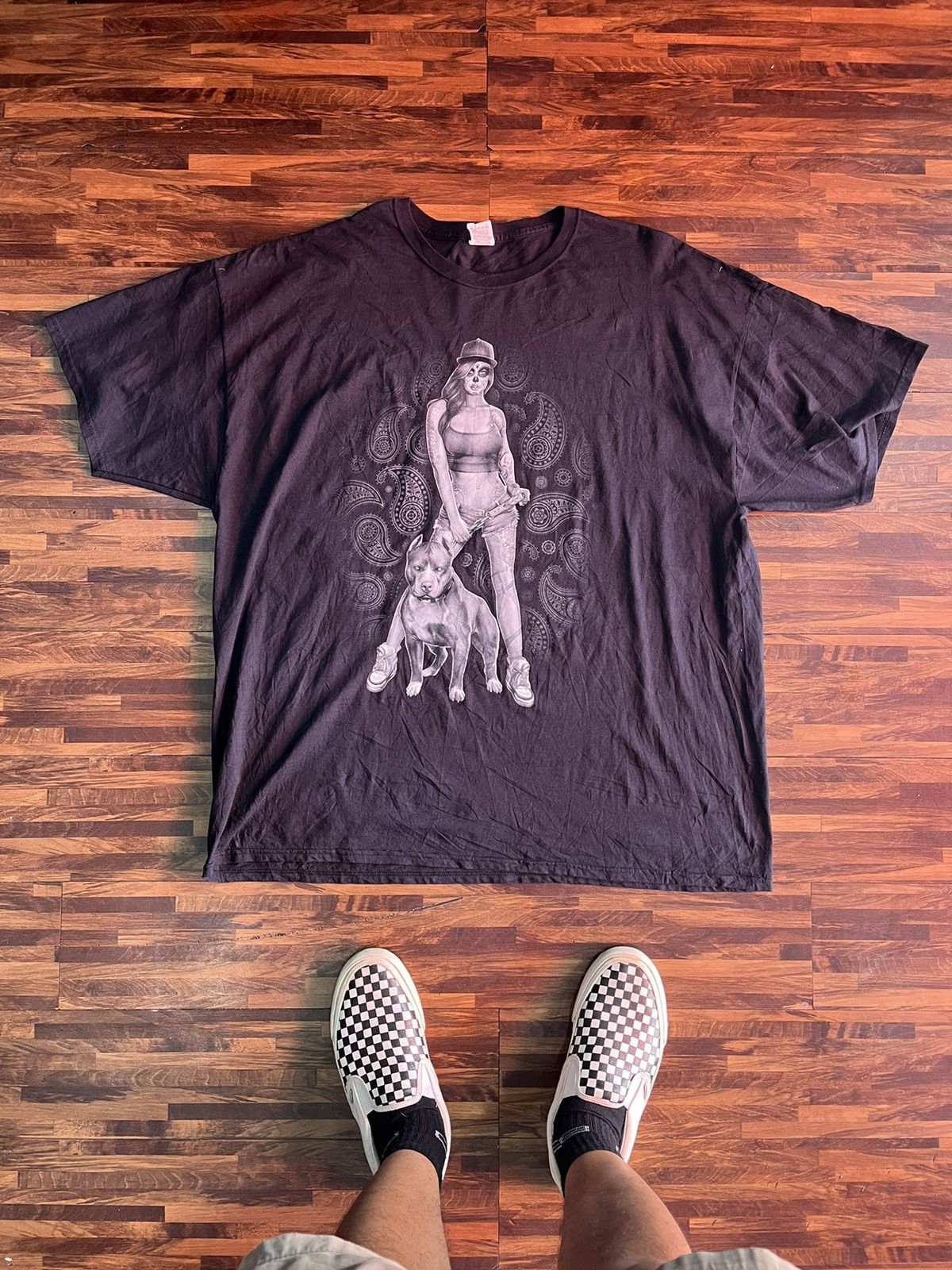 Vintage Vintage y2k Girl and pitbull Tatto Tee Size US XXL / EU 58 / 5 - 1 Thumbnail