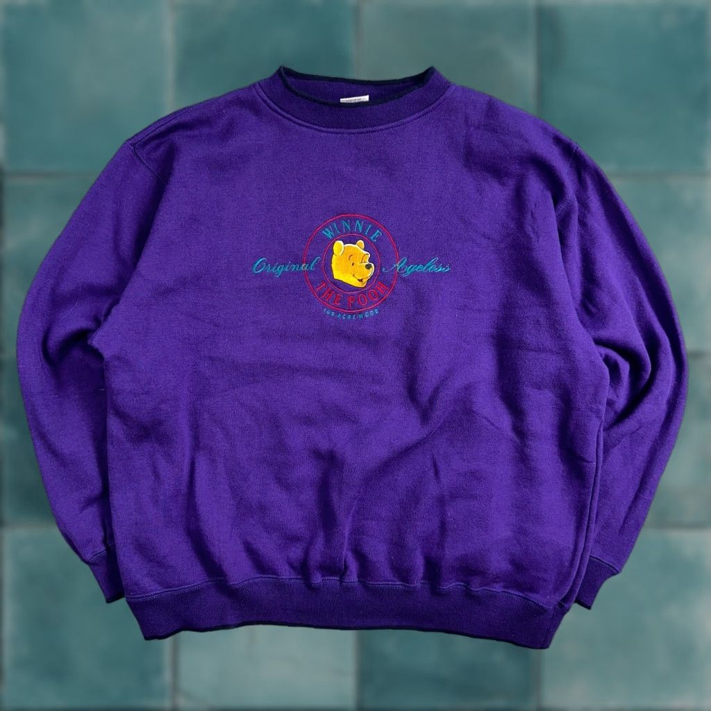 Vintage VINTAGE Pooh Sweatshirt 1X Purple Crew Neck Embroidered VTG Acrewood 90s Winnie The Pooh Bear Unisex Adults Mens Womens Size US XL / EU 56 / 4 - 1 Thumbnail