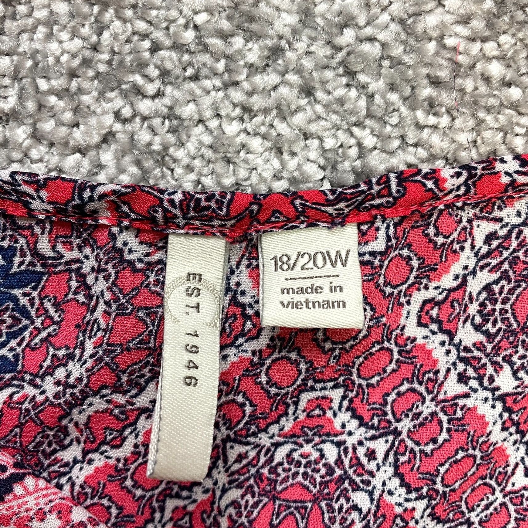 Vintage Cato Blouse Womens 20W Pink Blue 3/4 Sleeve Lightweight Polyester Knit Round Neck Pullover Casual Plus Size Ladies Top Size 3XL / US 20-22 - 3 Thumbnail