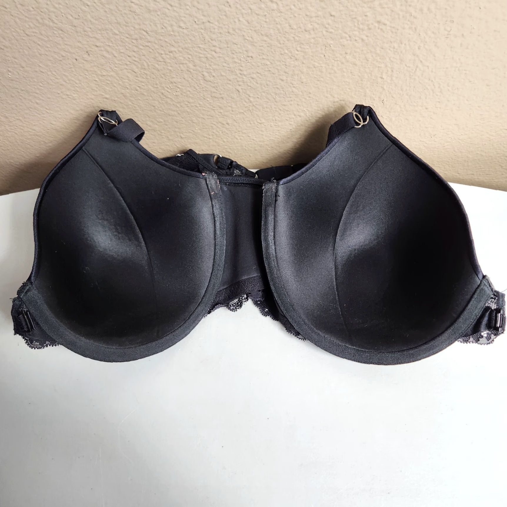 Vintage Maidenform One Fab Fit Bra Shirt Racerback Full Coverage 38DD Black Womens Regular DD Front Closure Lace RN 07112 Size ONE SIZE - 6 Thumbnail