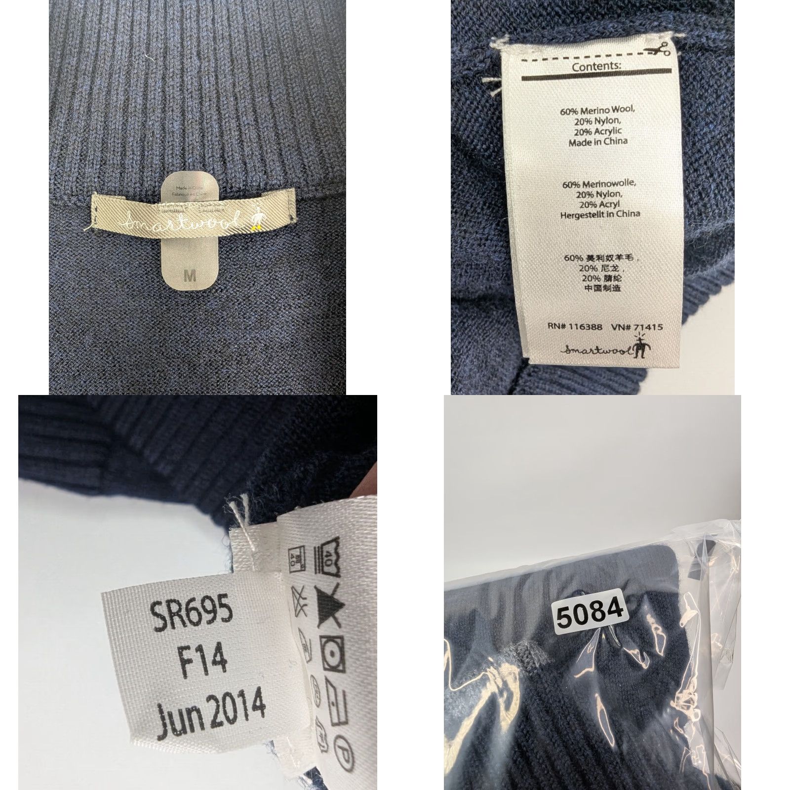 Smartwool Smartwool Merino Blend Quarter Zip Pullover Mock Neck Navy Blue Men’s Medium Size US M / EU 48-50 / 2 - 8 Thumbnail