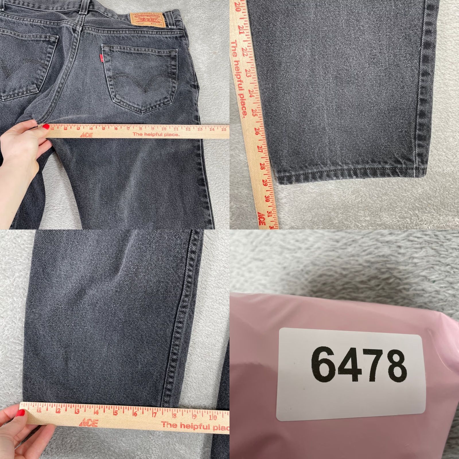 Levi's Levis 505 Jeans Mens 34 Black Regular Fit Straight Leg Denim Workwear Skater 90s Size US 34 / EU 50 - 8 Thumbnail