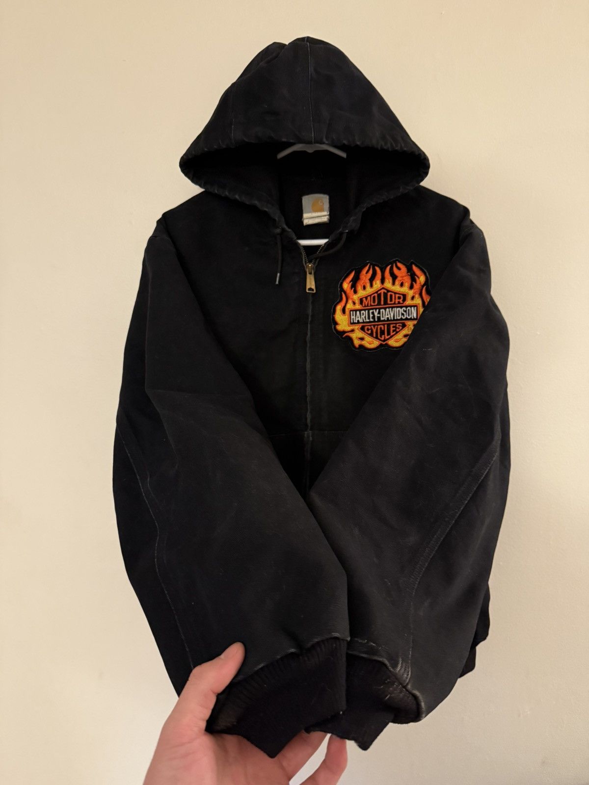 Carhartt Vintage Carhartt Harley Davidson Black Flame Hooded Jacket Size US L / EU 52-54 / 3 - 2 Thumbnail