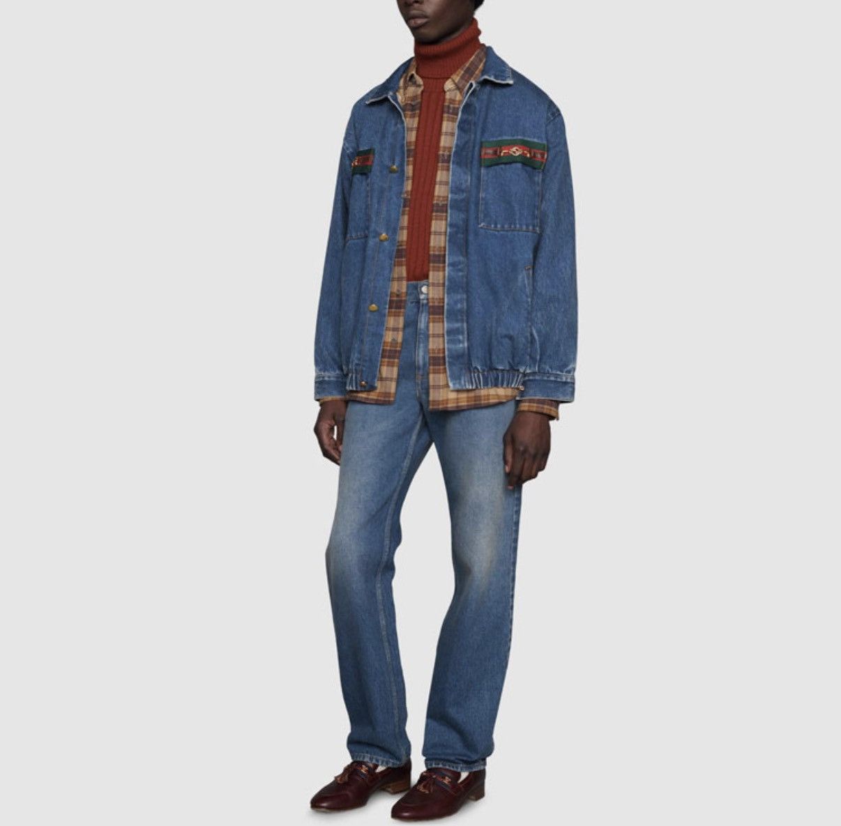 Gucci Gucci Web Stripe & Horsebit Logo Denim Jacket Size US S / EU 44-46 / 1 - 9 Thumbnail