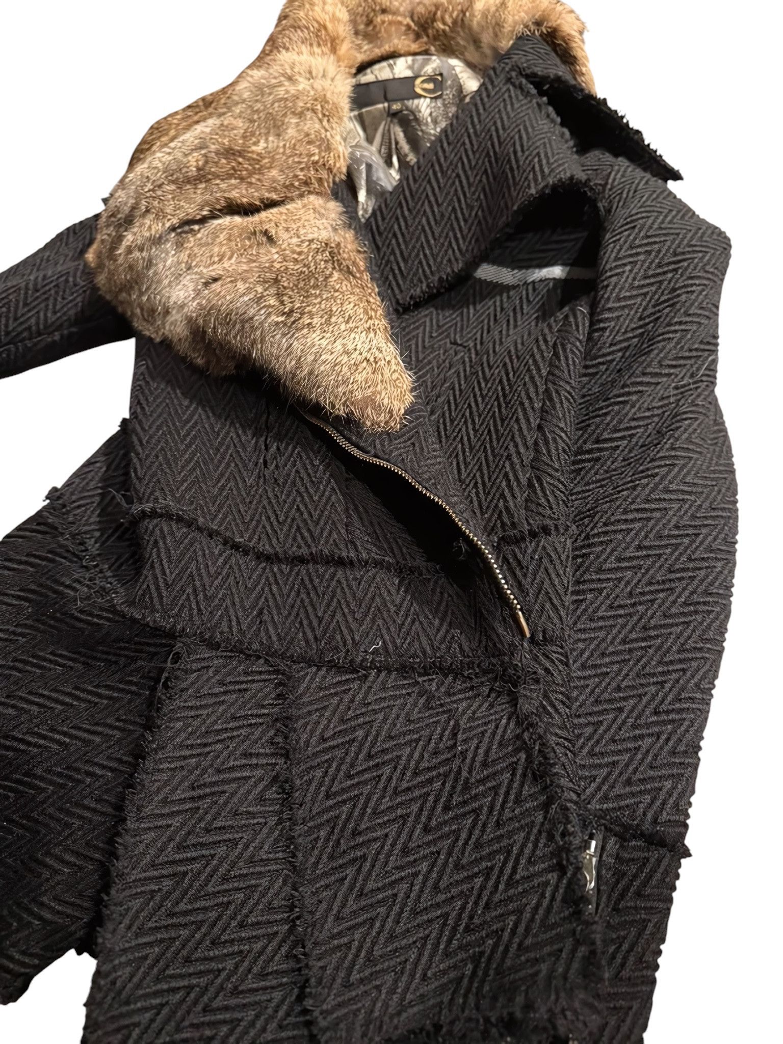 Roberto Cavalli RABBIT FUR WOOL COAT JACKET Size S / US 4 / IT 40 - 2 Thumbnail