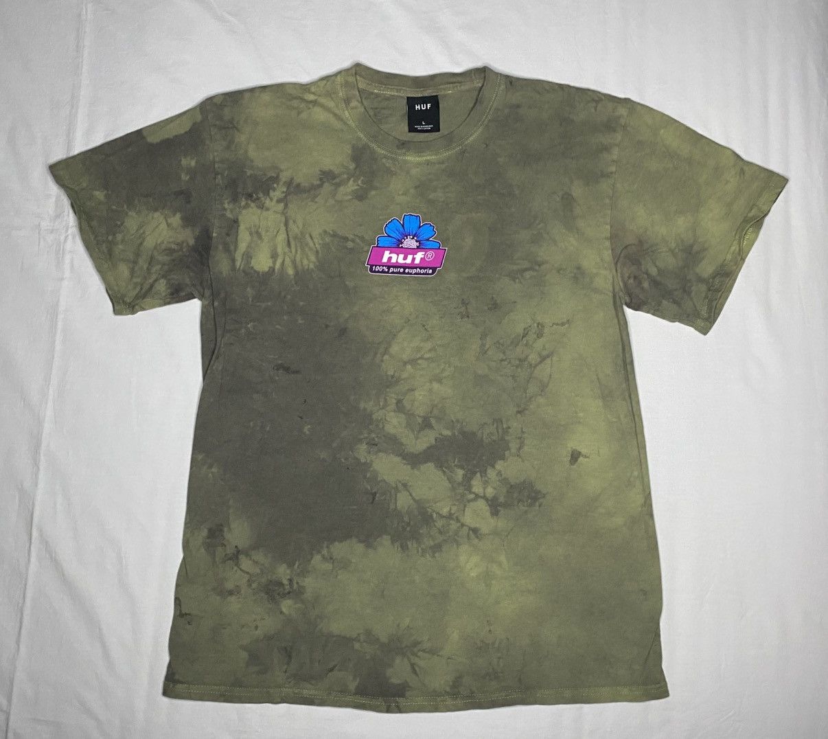 Huf Huf 100% pure euphoria Dark Green Tie Dye Large Mens L Skate Size US L / EU 52-54 / 3 - 1 Thumbnail